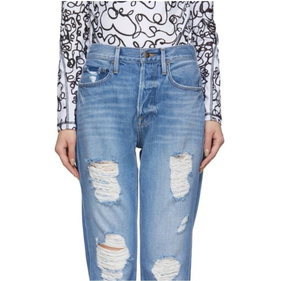 Frame Heritage Le Original Denim Jeans Size 30 Destroyed Button Fly Cropped - Picture 3 of 11